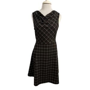 Banana Republic Women's 8‎ Preppy Cowl Neck Sleeveless Plaid Dress Academia